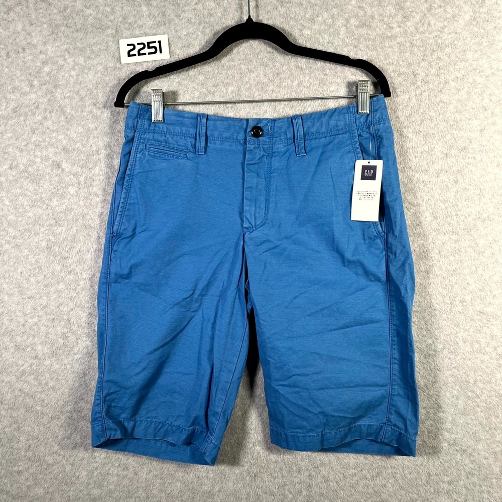 Gap Hits at Knee Chino Shorts Mens‎ 28 Blue Cotton Casual Summer Wear Flat Front